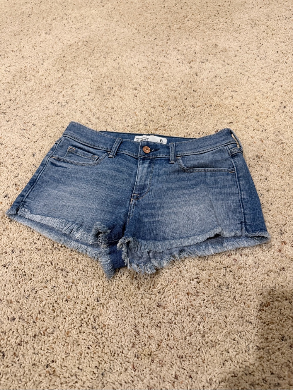 Abercrombie & Fitch Low Rise Denim Shorts - Light Blue